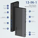 Station d'accueil USB C, WAVLINK station d'accueil triple affichage 13 en 1, supporte 65W PD pour PC, max 8K@30Hz avec DisplayPort, HDMI, PD, USB-C 10Gbps, USB-A, RJ45, audio pour Dell/HP/Lenovo/MacBook