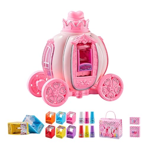 Kit De Manicura Para Niñas - Juguete De Maquillaje Para Niñas | 9,84 Pulgadas Creativo | Set De Salón De Belleza De Uñas Con Máquina De Calabaza, Juego Educativo, Ideal Para Cumpleaños Casa