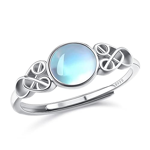 KALVICA Bague Pierre de Lune en Argent Sterling 925 pour Femmes Celtique Bagues Pierre de Lune en Argent Bagues Ouvertes Bagues Réglables Bijoux en Pierre de Lune pour Femmes Filles