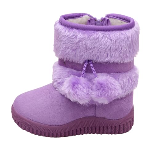 Boys Girls Wnter Snow Boots Faux Fur Lining Anti-Slip Winter Boots Outdoor Comfort Warm Ankle Booties Warm Shoes