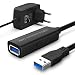 Produktbild RSHTECH USB 3.0 Verlängerung Kabel 15m mit 10W(5V/2A)Netzteil 5Gbps USB 3.0 Verlängerungskabel Aktiv Super Speed USB 3.0 Extension Cable mit Verlängerung Chipsatz, Signalverstärker, Repeater, RSH-15M