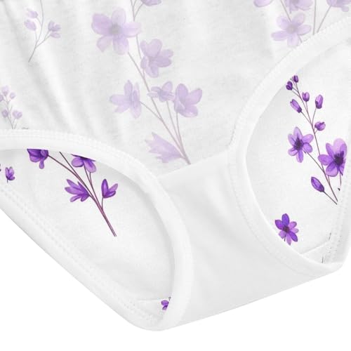 Purple Flowers Leaves Girls Panties, Toddler Panties, Girls' Cotton Brief Underwear, 2–8 Years4