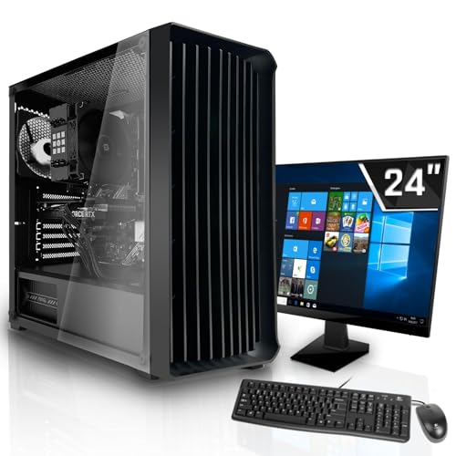 SYSTEMTREFF Office Komplett PC Set AMD Ryzen 5 5600 6x4.4GHz | Nvidia Geforce GT 1030 2GB DX12 | 512GB M.2 NVMe | 16GB DDR4 RAM | Silent Desktop Paket Computer Rechner für Büro Business Multimedia