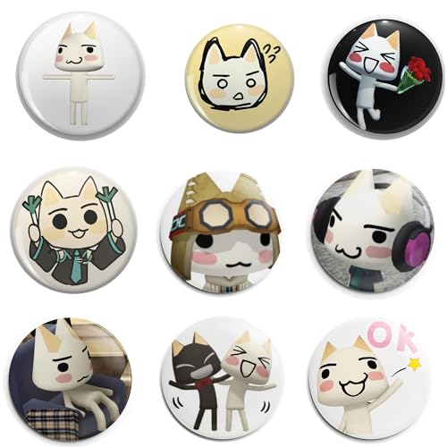 9pcs/lot Toro Inoue Cat Kawaii Badge Soft Button Lapel Anime Pin Decor Brooch Jewelry Decoration Gift (9pcsA)