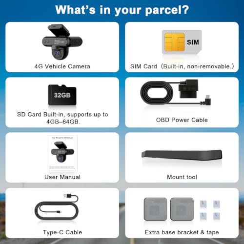 4G LTE Dash Cam with Live View,2K+1080P Front-Inside Car Camera SD/Cloud - image 9