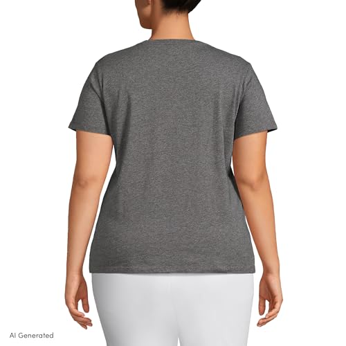 Image of Lands' End Women's Supima V-Neck T-Shirt | American-Grown Supima Cotton, Relaxed Fit, Straight Hem, Tagless, Layering, Petite and Plus Sizes
