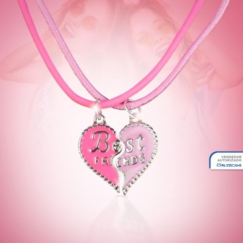 kit 2 colares best friend amigas + pingente coração