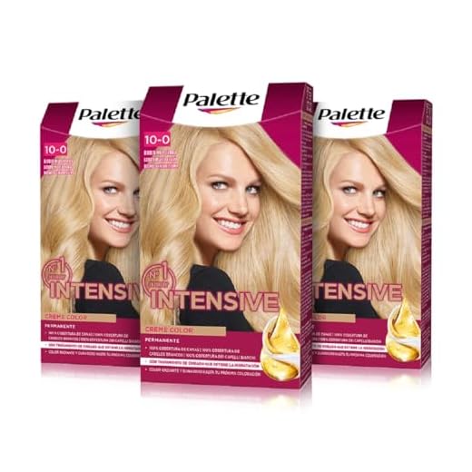 Palette Intensive Creme Color 10-0 Rubio Muy Claro, tinte permanente con aceite de macadamia y almendras, cubre el 100% de las canas y raíces, para un pelo radiante, Pack 3