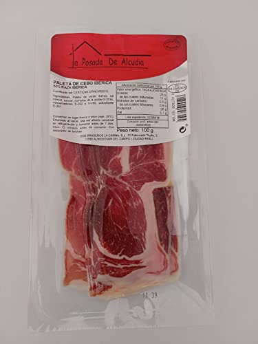 Paleta de Cebo Ibérico loncheado. Jamón Ibérico deshuesado loncheado. Contiene 5 sobres de 100grs (500 grs). Paleta Cebo Ibérico loncheado envasado al vacío. Paleta Ibérica lonchas. Origen Ciudad Real Cover