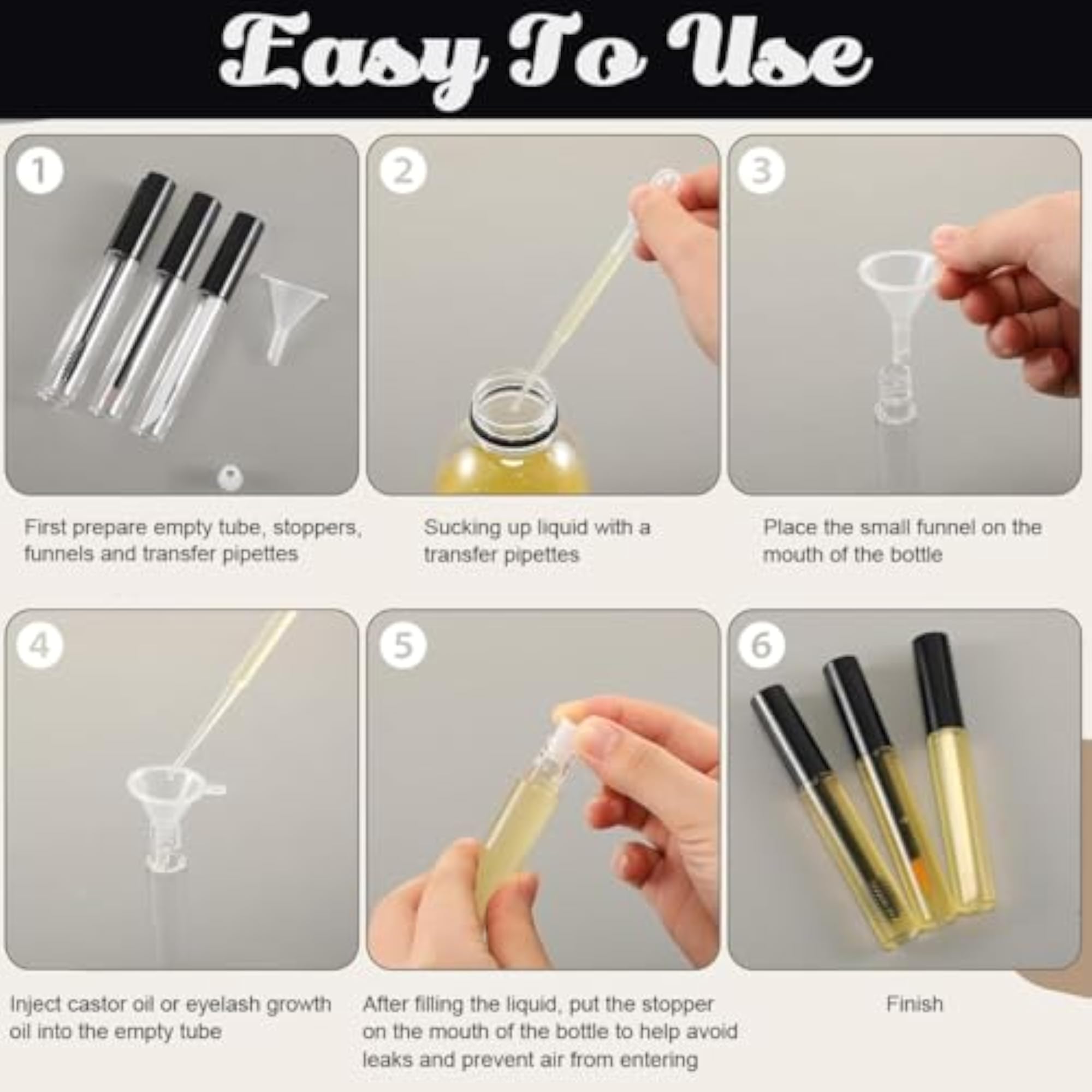 3Pcs 10ML Empty Mascara Bottle Set with Wand and Funnels