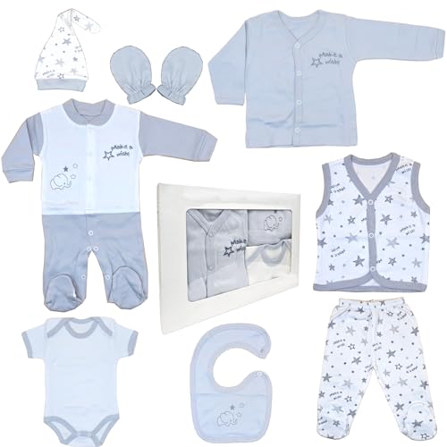 Blue Eyes Baby Coffret Naissance 8 Pièces en Coton Naturel 100% – Vêtements B...