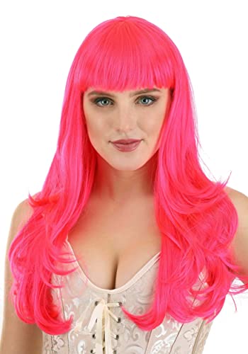 Perruque rose femme longue ondulée pour changer de tête en un clin d'œil