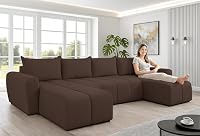 AXLIVING Canapé d'angle Grand Ferrande 317 cm - Canapé Marron avec Fonction Couchage & Structure