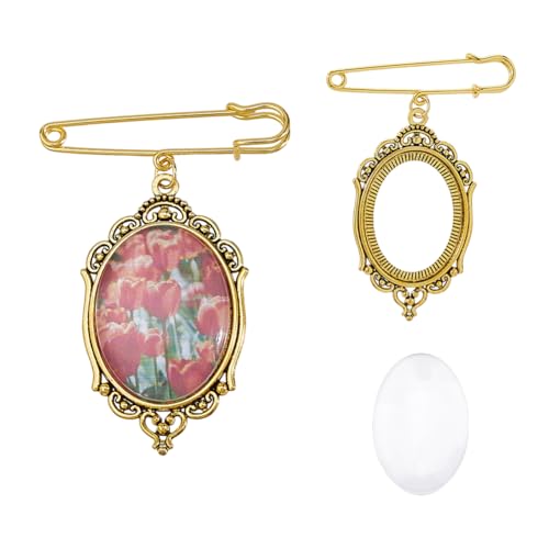 SUPERFINDINGS 2Pcs Antique Bronze & Golden Brooches DIY Pin Brooch