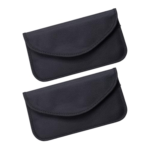 CyperFair 2 PCS Faraday Bags, Signal Shielding Pouch with Velcro, Oxford Cloth Storage Bag with Cash Slot for Phones and Car Key, Cell Phone Key/WiFi/RFID/GPS Signal Jammer (Black)