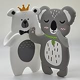 MATERIAL: HACHIMITXU Gancho adhesivo infantil con forma de animal - colgador de pared sin taladrar habitación de los niños -Gancho para pared habitación de niños (OSO Y KOALA)
