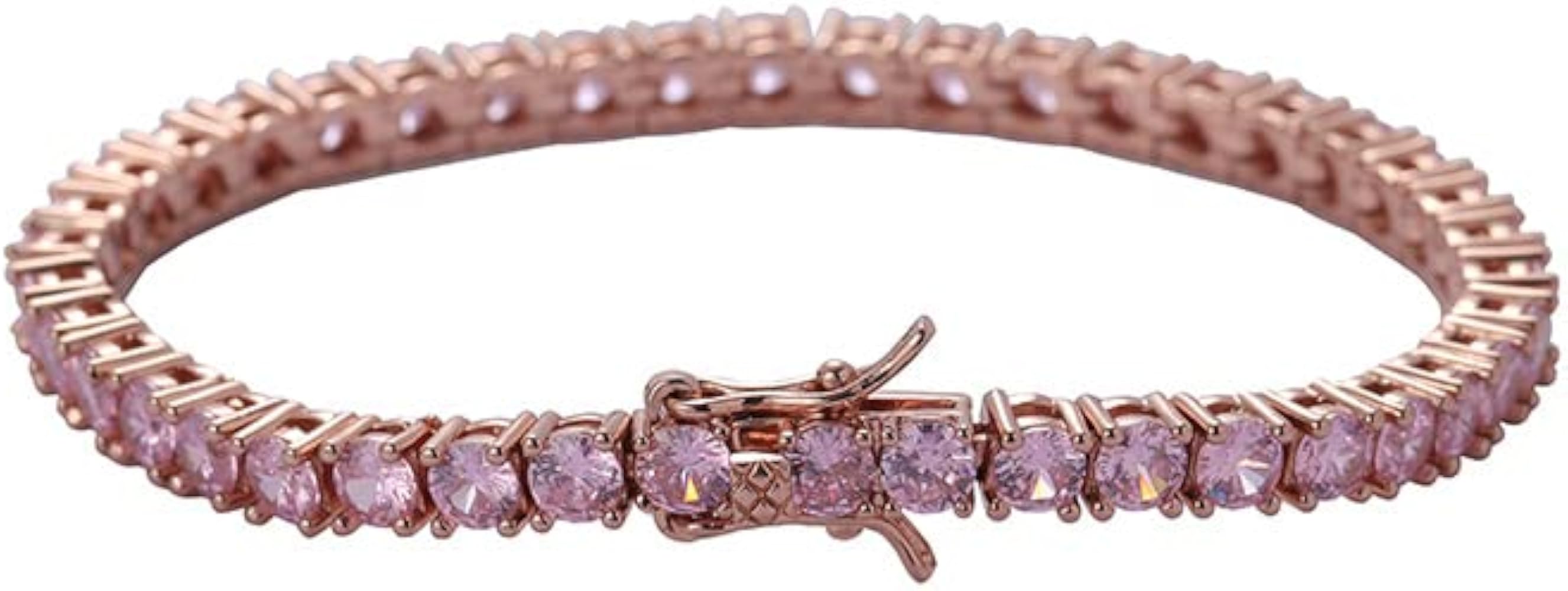 Amazon | SUTTONRAL 14K ローズゴールド テニスブレスレット ピンクの 