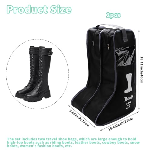 Portable 2 Pack Boots Storage,Tall Boots Storage/Protector Bag, Boots Cover (Black)3