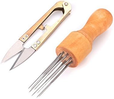 Kecuco Needle Felting Kits Needle Felting Supplies, Wool Felting Needles Tool Including 8 Needles with Solid Wooden Handle and Scissors (Tool and Scissors)