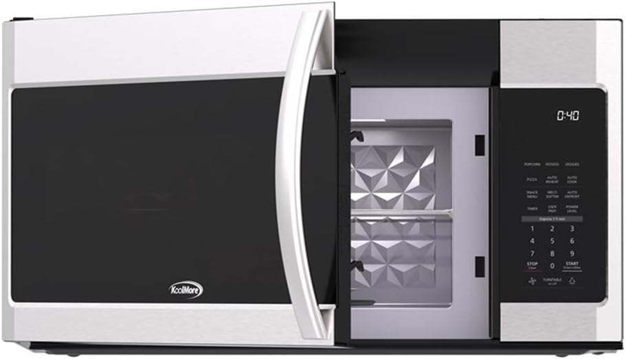 Pemberly Row Over the Range Microwave Oven, 1.9 cu. ft., Stainless Steel, 1000-Watt Power, 11 Power Levels, 6 Auto Cook Options, 300 CFM Vent Hood, Kitchen Timer, Child Lock, Ideal for Modern Kitchen