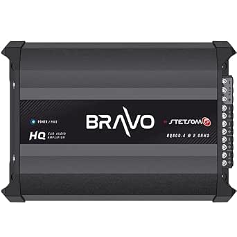 Stetsom Bravo HQ 800.4 Multichannel Car Audio Digital Amp - 2 Ohms Stable, 800 Watts RMS, 4 Independent Channels, Variable Crossover, Full Range, Car Stereo ds Bridge Speakers 800x4, RCA & High Input