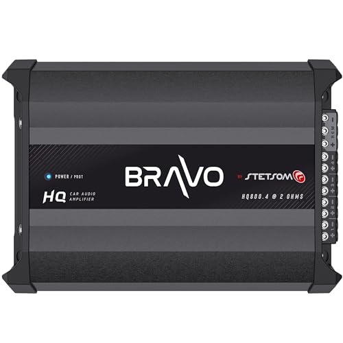 Stetsom Bravo HQ 800.4 Multichannel Car Audio Digital Amp - 2 Ohms Stable, 800 Watts RMS, 4 Independent Channels, Variable Crossover, Full Range, Car Stereo ds Bridge Speakers 800x4, RCA & High Input by Stetsom - Used condition - US$158.08