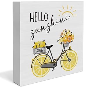 Lemon Decor Summer Decorations Hello Sunshine Wooden Sign Rustic Home Decor 5 x 5 Inches