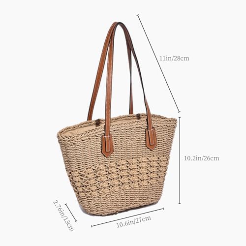 Bolso femenino de hombro tejido en rattan grande miniatura 5