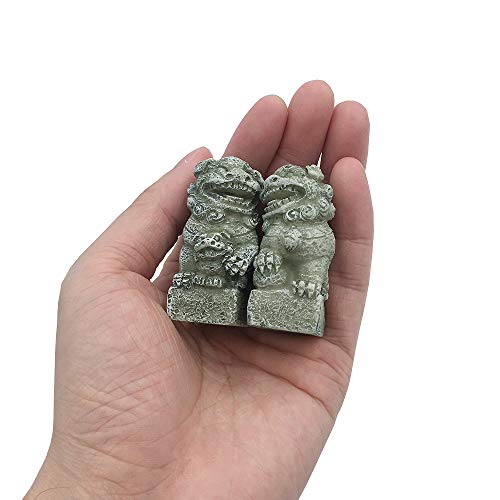 Smoothedo-Pets Fish Tank Decorations Aquarium Decoration Mini/Pair Size Ornaments Accessories Fish Hides Asian Garden Fengshui Beast Dog (Mini Lion Statue/Pair) #TOP5