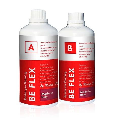 Resin Pro BeFlex Resina Trasparente per Doming, Resistente ai Graffi, da Colata Bicomponente Per Rivestimento e Decorazione di Emblemi ed Etichette, Resina Poliuretanica (200 g)