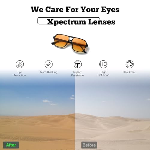 Xpectrum Retro Square Aviator Sunglasses for Women Men Trendy Classic Shades Sun Glasses4