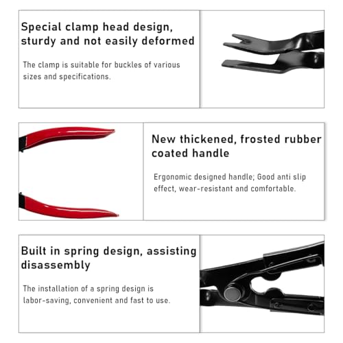 Image of Panel Clip Removal Plier, Automotive Door Panel Upholstery Trim Clips Removal Tool Pliers, Remove Push Pin and Press in Trim Clip Fasteners Lift Action Plier, Car Accessories (Red)