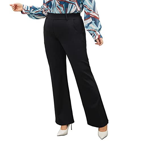 Plus Size Women's Wide-Leg Dress Pants - High Waisted Capri for Business Casual,Work Clothes for Office