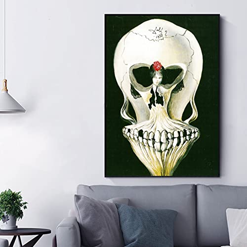 Zzpt Salvador Dali Wall Art Canvas Ballerina In A Death’s Head Art Print - Surrealism Poster Skull Wall Decor For Bedroom Living Room Unframed (12X16In/30X40Cm) #TOP2
