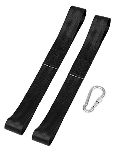 TFixol Kit d'ancrage de corde de combat en S avec 2 sangles en nylon renforcées et 1 mousqueton en acier inoxydable pour cordes, corde de fitness et d'entraînement, noir