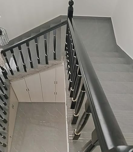 Barandilla de escalera de madera pasamanos negro de 2 pulgadas con columna husillo 6