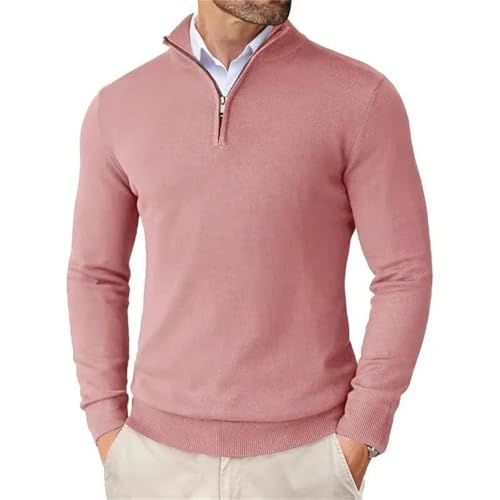 Men's Quarter Zip Up Sweaters Lightweight Slim Fit Pullover Outdoor Mock Neck Business Knitted Sweaters 7