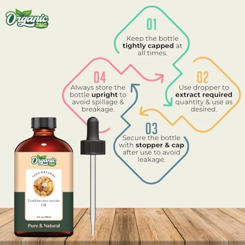 Image of Organic Zing Frankincense Serrata (Boswellia serrata) Oil | Pure & Natural Essential Oil for Skincare, Aroma and Diffusers - 118ml /3.99fl oz