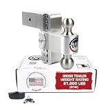 Weigh Safe Adjustable Trailer Hitch Ball Mount - 6' Adjustable Drop Hitch for 3' Receiver - Premium Heavy Duty Aluminum Trailer Tow Hitch w/ Stainless Steel Tow Balls (2' & 2 5/16') - 21,000 lbs GTW