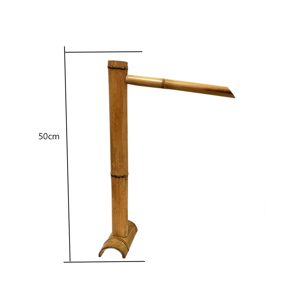 Fontana in bambù, Fontana con Pannello Solare da 6W e Pompa dell'Acqua da 12V, Trattamento anticorrosione a carbonizzazione, per laghetto da Giardino, 50 cm