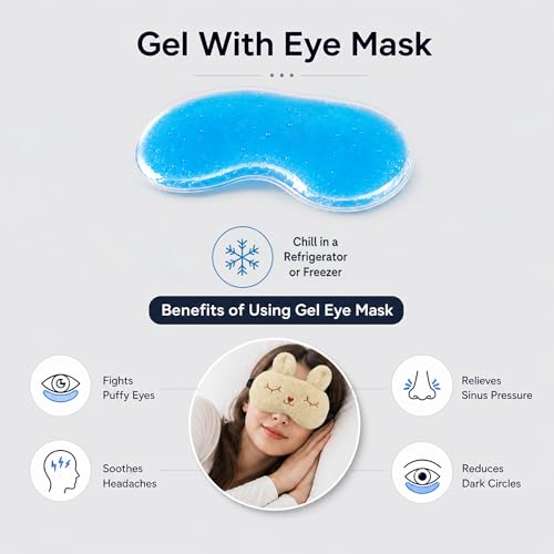 Image of Jenna Premium Eye Mask,Ultra Smooth Adjustable Sleep Mask&Blind Fold|For Sleeping,Travelling|Eye-Cover Light (Fur Bunny Cream Gel)