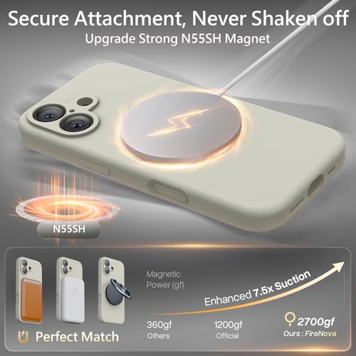 Image of FireNova Magnetic for iPhone 17 Case, Compatible with MagSafe, [Integrated Silicone Camera Control Button] [Camera Protection] Anti-Scratch Microfiber Lining Phone Case, 6.3 inch, Stone
