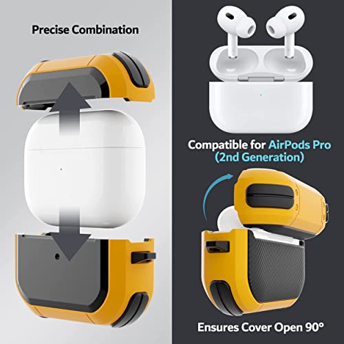 Image of Hybrid Armor Case Cover for Apple Airpods Pro 3 (2025), Rugged, Shockproof, with Heavy Duty Carabiner (Armor Black)