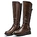 SHIBEVER Women's Knee High Boots Comfortable Round Toe Low Heel Tall Booties with Side Zipper Fall Winter Dressy Shoes Brown Size 8