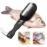 2 escaladores de pescado con borde serrado con cubierta, removedor manual de escamas de pescado para cocina (negro)