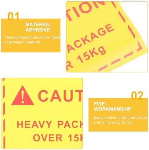 NUOBESTY 100 kendinden yapışkanlı uyarı etiketi, ağır paketler için, nakliye çıkartması, 7 x 10 cm, uzun ömürlü, güvenlik uyarı çıkartması, sanayi ve nakliye için - Görsel 5