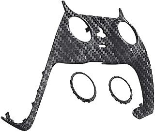eXtremeRate Graphite Carbon Fiber Pattern Decorative Trim Shell Compatible with ps5 Controller, DIY Replacement Clip Shell, Custom Plates Cover Compatible with ps5 Controller with Accent Rings