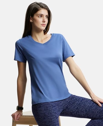 Image of Jockey AW88 Women Super Combed Cotton Rich Relaxed Fit Solid Curved Hem Styled Half Sleeve T-Shirt