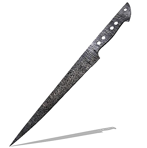 Hercules Knives Custom Hand Forged Damascus Steel Blank Blade Fillet Knife Fishing Knife Blade Damascus Blade Billet Handmade Knife Making Supply