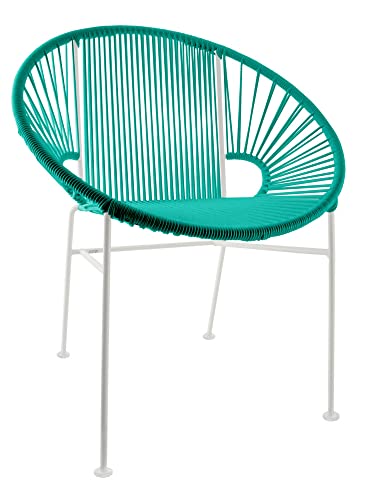 Innit Designs Concha Chair, Turquoise Weave on White Frame